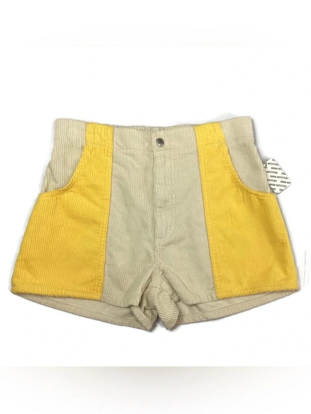 Urban Outfitters Color Block Corduroy Retro Shorts in Yellow Size 27 NEW!